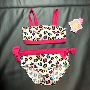 NWT Pink Platinum leopard print bikini baby girls size 24M